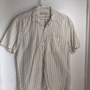 Zara Men's Beige Pinstripe Button-Down Shirt